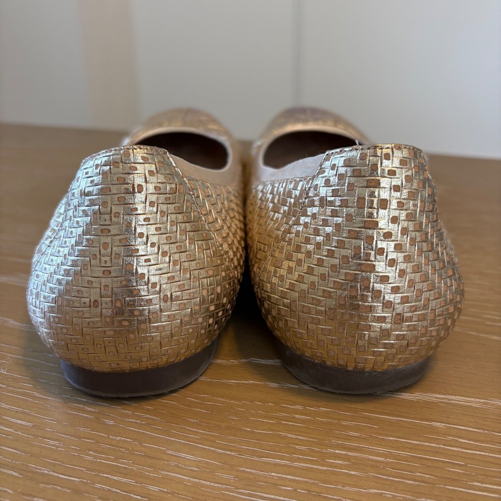 Vionic Anita Gold Metallic Woven Cork Ballet Flats Orthotic Womens 12 Round Toe - Picture 5 of 10